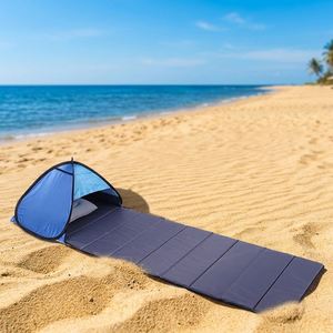 Chaise longue de plage portable pliable pour le camping en plein air avec appui-tête et auvent réglable - Product Image 4