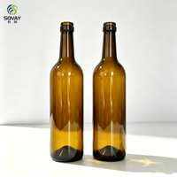 Lege 750ml bruine glazen wijnfles, klassieke lange hals amberkleurige fles voor rode wijn, fruitwijn, zelfgemaakte wijnafvulling