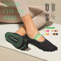 Chaussettes de yoga et de Pilates pour femmes, en coton de haute qualité, douces, antidérapantes, à cinq doigts, avec sangle