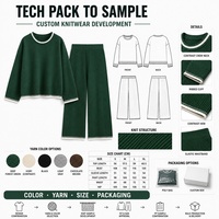 Ensembles Pulls en Maille Deux Pièces Hiver Décontractés pour Femme, Couleurs Unies, Col Croisé, Vente en Gros