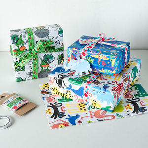 Wholesale 80g Birthday Animal ArtPaper <b>Tissue</b> 43*300cm Gift Luxury Custom Packaging <b>Wrapping</b> <b>Paper</b> Roll - Product Image 5