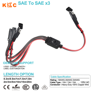 Câble répartiteur SAE 1 mâle vers 3 femelles à déconnexion rapide 12V 24V 2 broches - Product Image 3