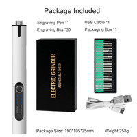 Stylo de gravure électrique ODM/OEM avec 30 embouts, machine de gravure rechargeable par USB, graveur rotatif DIY pour bijoux, bois, verre, pierre