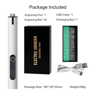 Pluma de <span class=keywords><strong>grabado</strong></span> eléctrica con 30 bits, máquina de <span class=keywords><strong>grabado</strong></span> USB recargable, grabador rotativo DIY para joyería, talla de piedra de vidrio de madera - Product Image 2