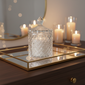 Campioni Gratuiti: Lussuosi <span class=keywords><strong>Portacandele</strong></span> <span class=keywords><strong>in</strong></span> <span class=keywords><strong>Vetro</strong></span> Trasparente Vuoti con Coperchio, Lanterne e Vasetti per Candele per l'Arredamento Domestico - Product Image 5