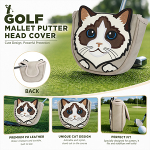 Fundas de Alta Calidad para Palos de Golf con Diseño de Gato, Personalizables con Logotipo de Marca, para Driver, Fairway Wood, Híbrido, Mallet y Putter - Product Image 3