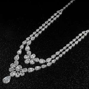 Collier à double rangée de diamants en or blanc 14 carats, best-seller, bijoux de soirée de luxe, disponible à la vente - Product Image 3