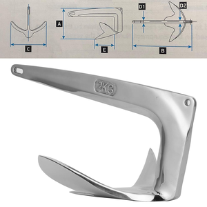 Ancre de bateau robuste Bruce avec griffe, 4,4 lb (2 kg), en acier inoxydable 316, pour bateaux de 15 à 22 pieds, accessoires marins, forte puissance de maintien - Product Image 6