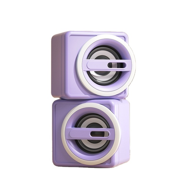 Dual Driver Mini Speaker System Plastic Housing RGB LED Light USB Powered Computer Speakers for Online Meeting Class