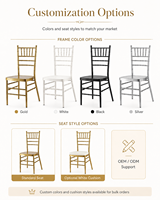 Chaise Chiavari de luxe en or et argent pour événements, chaise Chiavari VIP durable en métal pour intérieur et extérieur, idéale pour mariages et fêtes