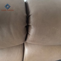 Cadre de lit capitonné en cuir semi-aniline grainé marron de qualité supérieure Foshan Phoebe, disponible en tailles King, Queen, Full et Double
