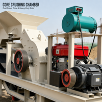 Concasseur à marteaux mobile, machine de concassage de pierres et de roches portable à diesel pour le traitement du charbon, du calcaire et des briques