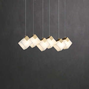 Modern Minimalist Led Pendant Light 6 8 10 <b>Head</b> Square Gold Finish Chinese <b>Style</b> For Dining Room - Product Image 3