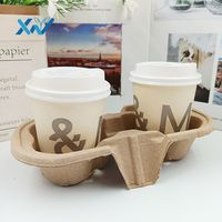 Dégradable Jetable Pulpe Café Lait Thé Titulaire Pulpe Deux Tasse Boisson Pulpe Porte-Gobelet