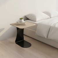 Table Basse Noire Design Moderne Doré avec Rangement Latéral, Prix Usine, Personnalisable, Mobile, en Bois et Acier Inoxydable, Vente en Gros