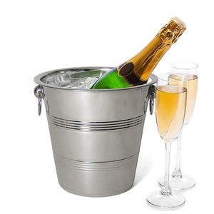 Secchiello per ghiaccio in acciaio inossidabile 24x21 cm, capacità 4 litri, elegante refrigeratore per bevande, per raffreddare champagne e vino - Product Image 6