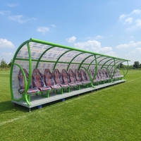 Abri modulaire extérieur mobile pour les joueurs, résistant aux intempéries et aux vandales, avec sièges, banc de remplacement, logo personnalisé, pour le football et les sports