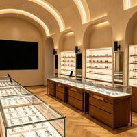 Vitrines d'exposition LED personnalisées pour lunettes, comptoirs de magasin d'optique, stations d'expérience en îlot central de centre commercial et vitrines d'exposition