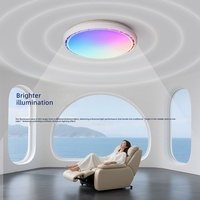 Ventilateur de plafond moderne à LED RGB changeant de couleur, 220V 36W*2, en ABS acrylique sans pales, avec télécommande, moteur DC 6 vitesses