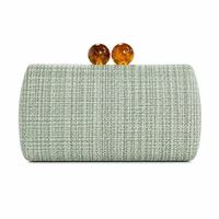 Sac à main en paille vintage portable pour femme avec fermoir à loquet et perles, idéal pour les mariages et les fêtes - Vente en gros