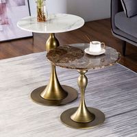 Table d'appoint moderne de luxe pour salon, avec plateau en marbre blanc, vente en gros