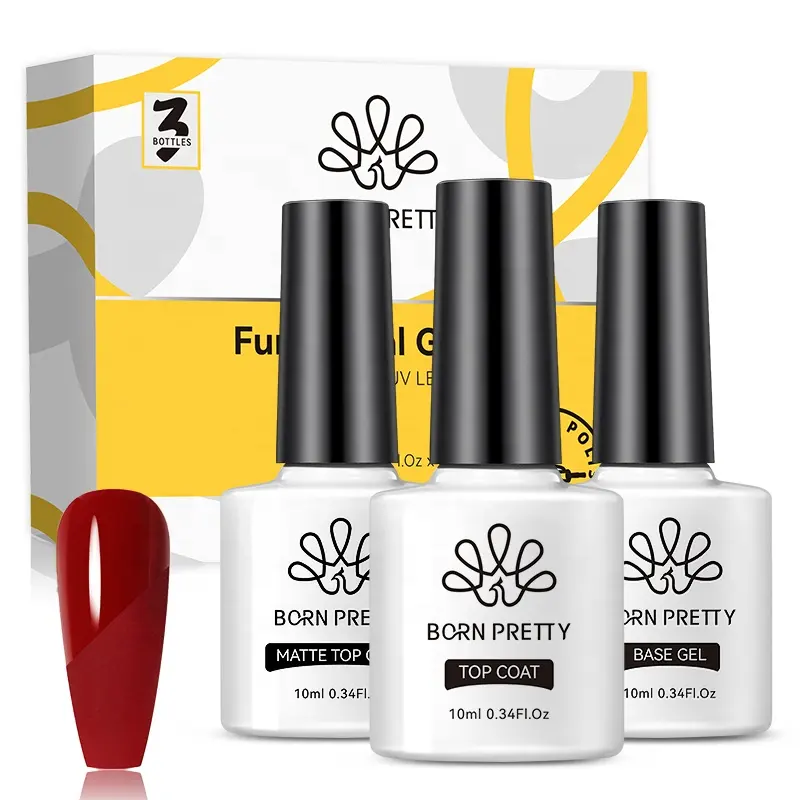 BORN PRETTY 10ml 3 teile/satz NO-Wipe High Shine Gel UV-Basis und Dec klack Velvet Matte Top Coat Nagellack-Kit