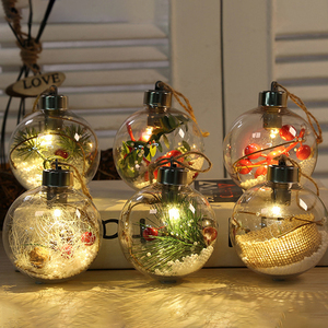 8cm Handmade <b>LED</b> Christmas <b>Ball</b> Ornaments Hanging Glowing Decorations Replaceable Battery Shatterproof Plastic High Quality - Product Image 5