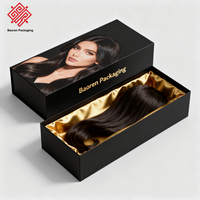 Baoren Prix de gros Boîte cadeau noire personnalisée avec logo pour emballage de perruques, sacs de luxe pour perruques de cheveux humains