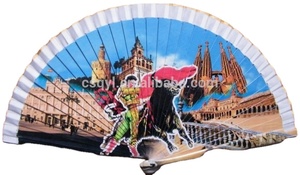 Custom Produce Folding Dance Performance Digital Printing Spanish Wood <b>Hand</b> <b>Fan</b> - Product Image 2