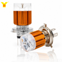 Phare LED YD pour moto, type « Demon Eye », H4, faisceau haut/bas, blanc, 4 LED, 74 mm, multicolore, dissipateur thermique en aluminium