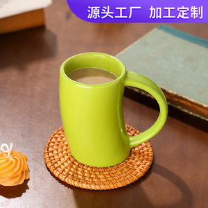 Green <b>Ceramic</b> Mug Solid Color Single <b>Cup</b> For Coffee Or Milk Nordic Style Hand Sculpted Irregular Design - Product Image 5