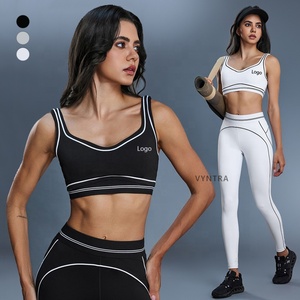 女性用カラーブロック スポーツ ヨガ ジム ランニング ワークアウト フィットネス パッド入りブラ ハイインパクトサポート アクティブウェア タンク クロップトップ スポーツブラ - Product Image 1