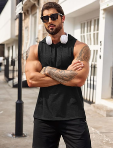 Débardeurs à capuche pour hommes, pour la musculation, coupe musclée, sans manches, pour la gym - Product Image 3