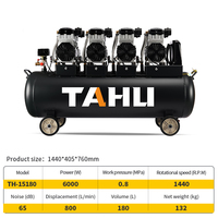 Compresseur d'air industriel portable silencieux sans huile TAHU 8hp 6000w 1440 tr/min 180L pour peinture 220V TH-15180 Moteur principal
