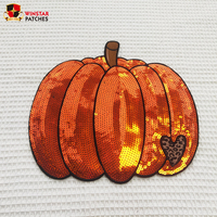 Nouveaux Patchs Halloween Écologiques 2026 : Grand Patch Brodé en Chenille à Paillettes Personnalisé Citrouille à Thermocoller pour Vêtements