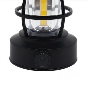 Luz de campamento de carga <span class=keywords><strong>solar</strong></span> con atenuación de perilla | Linterna negra vintage con asa colgante para tienda de campaña, jardín y uso al aire libre - Product Image 5
