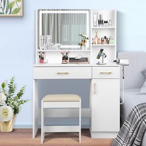 Prezzo all'ingrosso moderno Set di vanità con LED specchio e sgabello, adatto per le <span class=keywords><strong>donne</strong></span> in legno toletta - Product Image 1