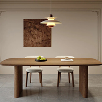 Table longue Voxhome au design médiéval moderne en bois massif de noyer foncé avec table à manger pour le mobilier de salon