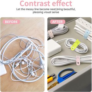 Sangles de cordon <span class=keywords><strong>réutilisables</strong></span> Organisateur de câble élastique polyvalent pour la fixation du chargeur de téléphone Bandes de caoutchouc Fournitures de bureau - Product Image 3
