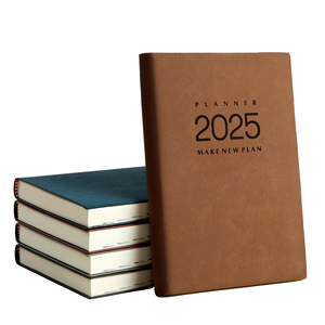 A5 Business Gift Custom Logo Embossed Hardcover Leather Eco Friendly Premium Waterproof 2025 Agenda Notebook <b>Journal</b> Planner 80 - Product Image 2