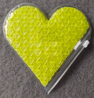 Sacs en mousse PVC réutilisables personnalisables avec fermeture éclair, transparents, ronds, jaunes, en forme de cœur, pour maquillage, bijoux, emballage antichoc