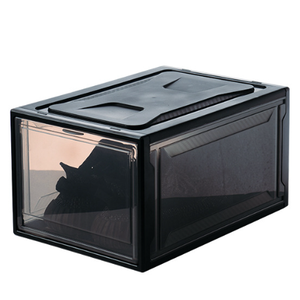 12 Pack Dust Proof Collapsible Dust Proof Shoe Storage Stackable Box Magnetic Acrylic Transparent Black