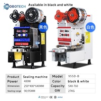 Nouvelle machine à sceller les gobelets de thé au lait et de bubble tea, 95 mm, scelleuse automatique de gobelets, contrôle numérique noir, gobelets en papier, PP, PET, CE