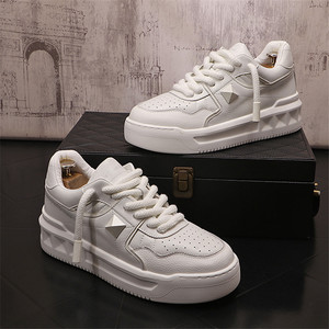 Zapatos Casuales de Cuero Italiano de Alta Calidad para Hombre, Totalmente Blancos y Negros, Transpirables, de Lujo, con Plataforma - Product Image 5