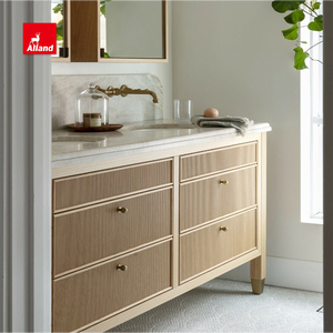 Muebles <span class=keywords><strong>de</strong></span> Lujo Personalizados Alland, Gabinetes <span class=keywords><strong>de</strong></span> Baño con Puerta <span class=keywords><strong>de</strong></span> Panel <span class=keywords><strong>de</strong></span> Madera Maciza <span class=keywords><strong>de</strong></span> Roble Blanco, con Acabado Inteligente y Diseño Acanalado para el Hogar - Product Image 1
