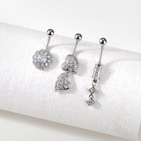 Lingchee nombril anneau pour femmes 316L acier chirurgical mignon CZ balancent ventre Piercing nombril anneaux haltère corps Piercing bijoux