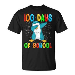 T-shirt Premium « 100 Jours d'École » avec Pingouin Dabbing – Vêtement Promotionnel - Product Image 1