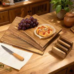 Planche à découper en bois de Cassia écologique avec base, lot de quatre pièces, idéale pour la cuisine – Offre Spéciale - Product Image 3