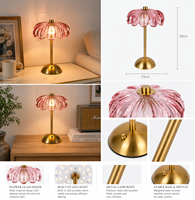 Lampe de table portable sans fil rechargeable à LED, lampe de chevet avec abat-jour en verre, à intensité variable par toucher, éclairage décoratif pour la maison