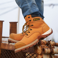 S500-Brown de sécurité en cuir Crazy Horse bottes industrielles, bottes de travail à bout en acier construction minière chaussures de sécurité en plein air